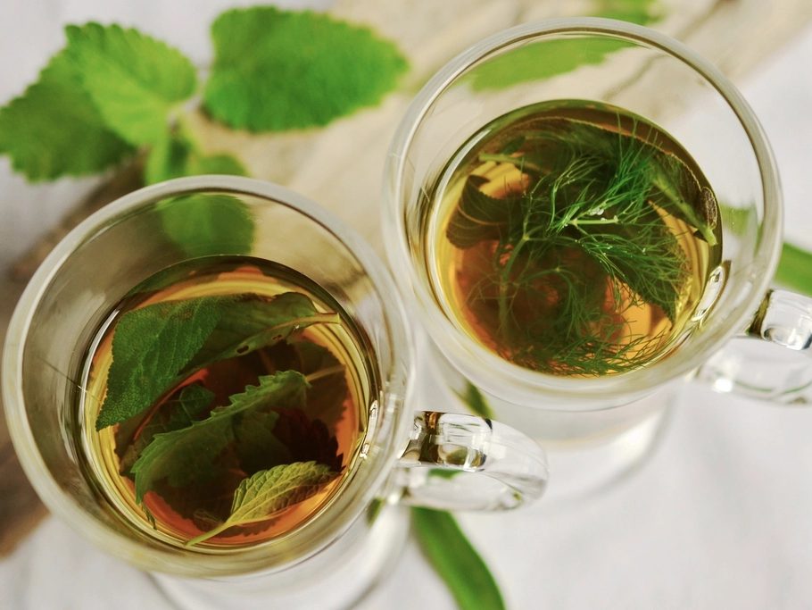 Tisane aux herbes fraîches, ambiance calme et naturelle
